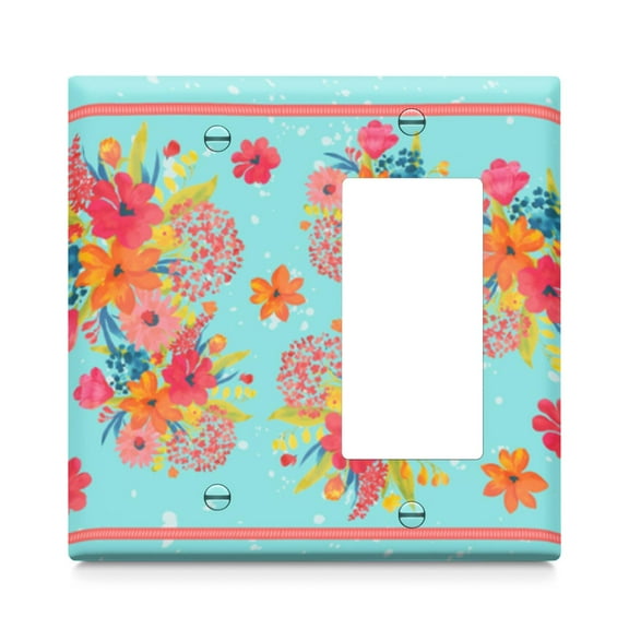 1-Gang Screwless Pioneer Floral Decorative Wall Plates,Size 1-Gang 2.9"W X 4.7"H,Unbreakable Thermoplastic Faceplate Cover for Kitchen Living Room Bedroom Decorator Receptacle Outlet Switch