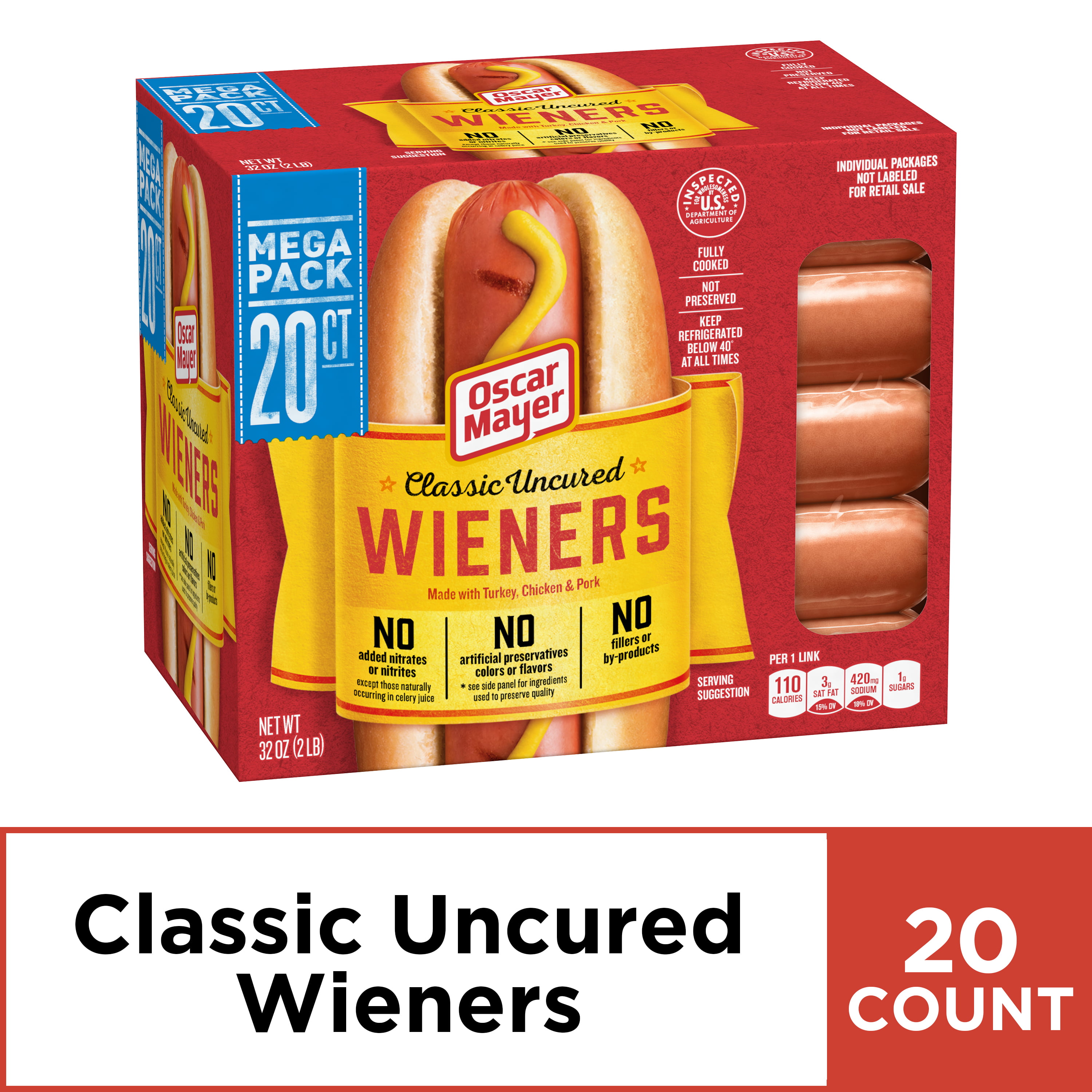 Oscar Mayer Classic Uncured Hot Dogs, 20 ct 32.0 oz Box
