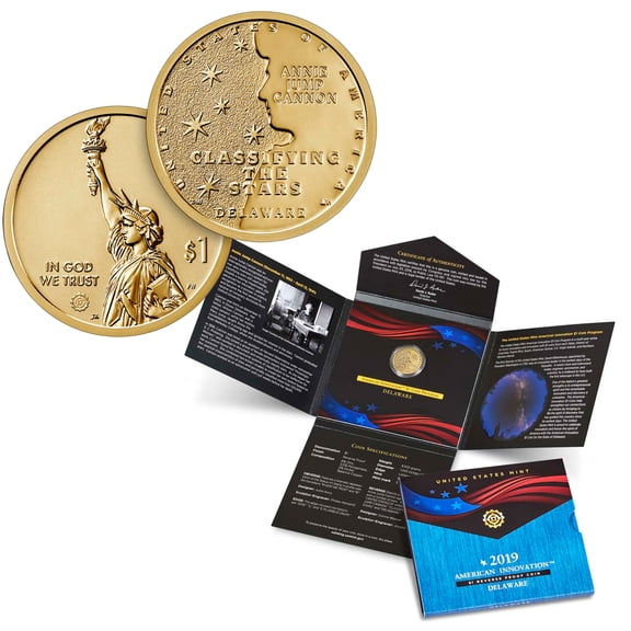 2019 $1 American Innovation Reverse Proof Coin - Delaware