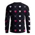 thumbnail image 5 of Fgvctg Men Valentine's Day Sweater Ribbed Knit Crewneck Sweater Love Heart Print Comfy Pullover Slim Fit Long Sleeve Sweaters Oversized Spring Blouses Vermilion XL, 5 of 5