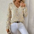 thumbnail image 4 of Yellow Sweaters for Women's Spring and Autumn Winter New Knitted Sweater Style V Neck Hollow Long Sleeve Solid Color Casual Sweater Womens Fall Fashion 2025, 4 of 6