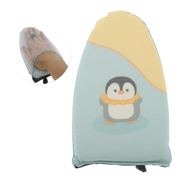 Guantes de planchado para vaporizar prendas con patrón de pingüinos, tabla de planchar para ropa azul