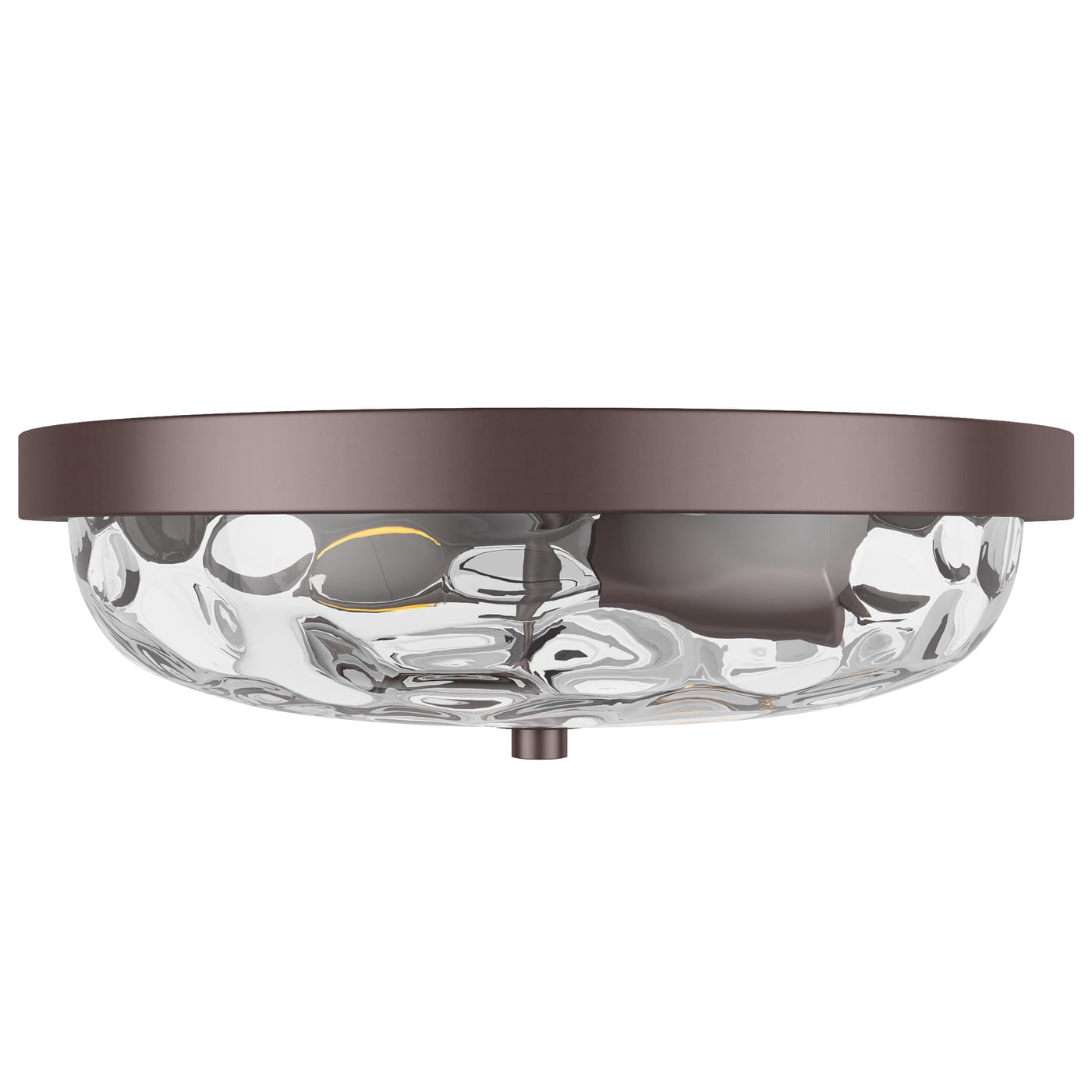 Aiwen 2-Light Bronze Ceiling Lamp Ripple Clear Glass Metal Flush Mount Light Fixture
