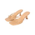 thumbnail image 4 of INSPIRE CHIC Women's Square Toe Strappy Strap Kitten Heels Slide Sandals Brown 9, 4 of 8