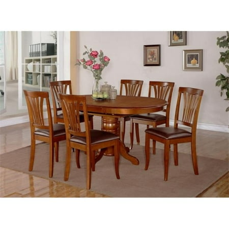 - Wooden Imports Furniture AV5-SBR-LC 5PC Avon Dining Table and 4 Faux Leather Upholstered Seat Chairs in Saddle Brown