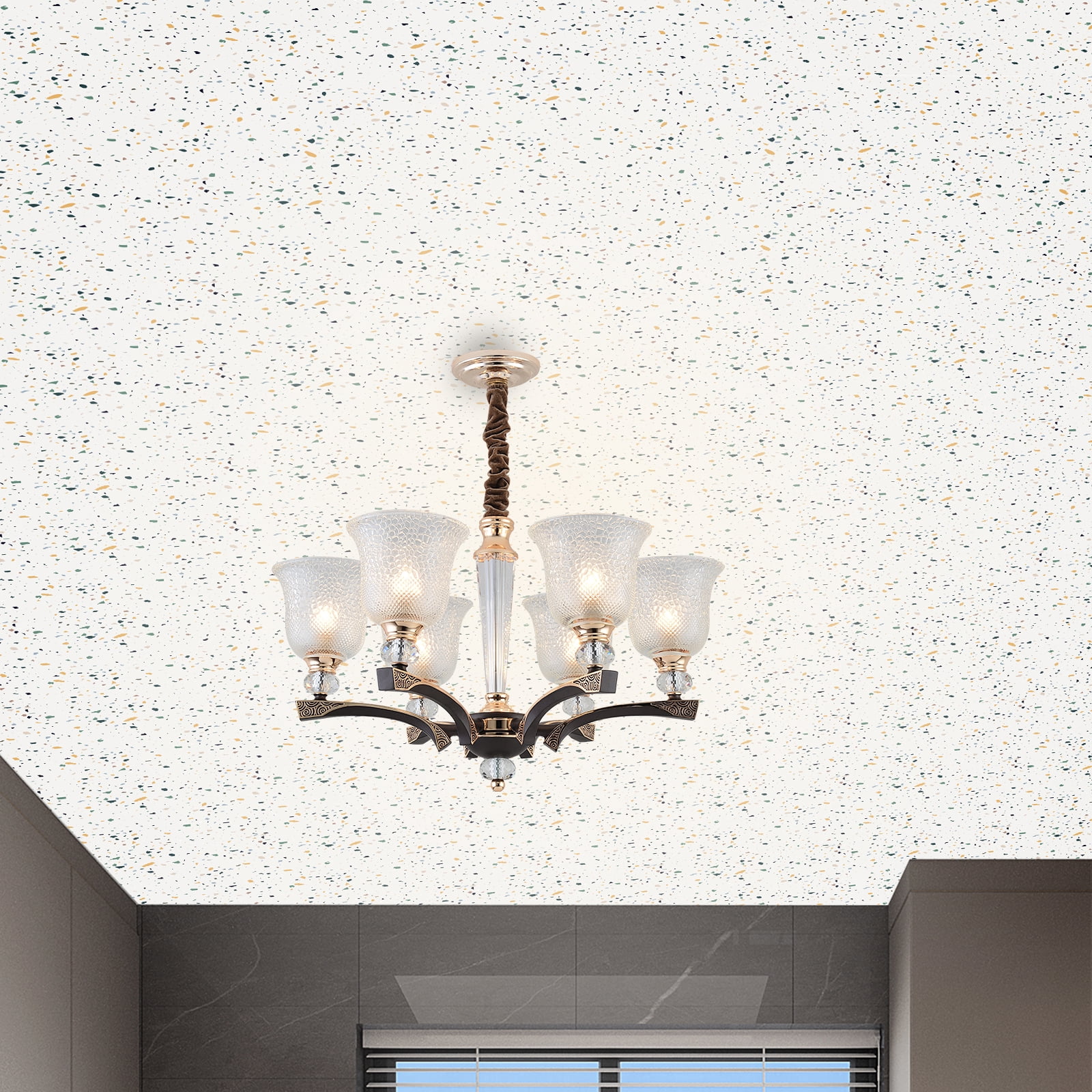 DEWOO Peel and Stick Floor Tile, 10-Sheet 12 x 12in Covers 10 Sq.ft, Waterproof Vinyl Flooring Tiles Self Adhesive for Kitchen, Bathroom & Bedroom - Modern Terrazzo