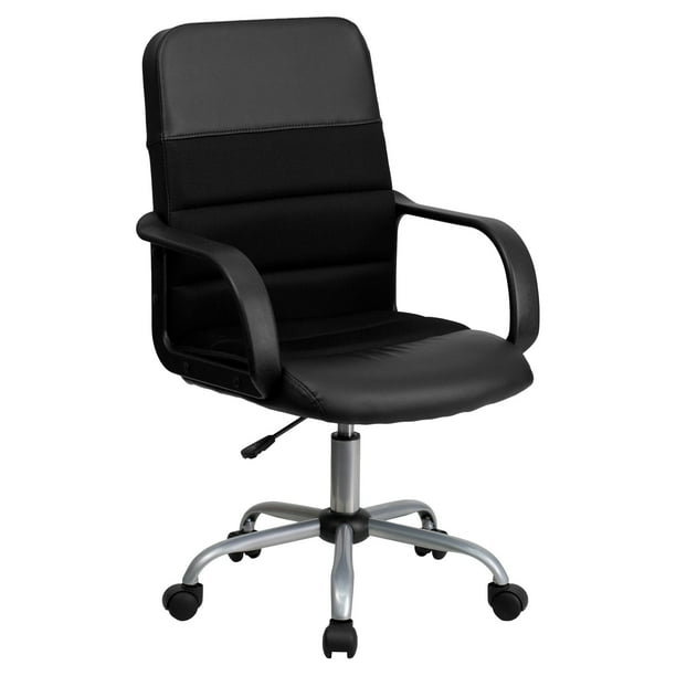 Flash Furniture Mid-Back Black LeatherSoft and Mesh Swivel Task Office