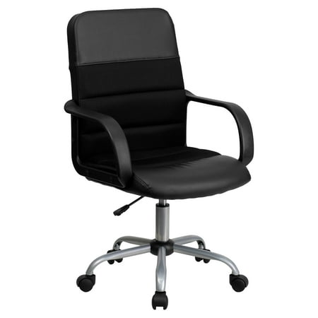 Swivel Task Chair Black Leather/Mesh - Flash Furniture