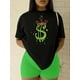 thumbnail image 2 of Ladies Novelty Money First Print Casual T-shirt, Comfortable Round Neck Ladies Sports Short Sleeve Top, 2 of 7