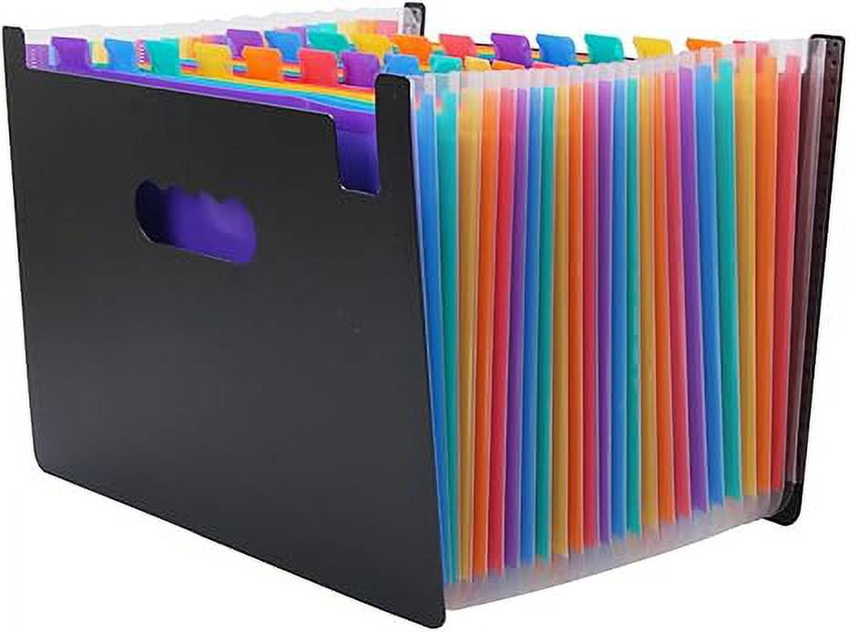 ERDOUY 2Pcs Accordion File Organizer, 13 Pockets Expanding File Folder, Portable Monthly Paper Bill Tax Receipt Organizer, Letter A4 Size Document Holder , White plaid rainbow