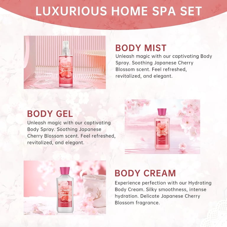 Vital Luxury Japanese Cherry Blossom Bath Set 3 Pcs Shower Gel