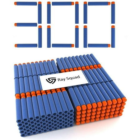300 Pack, Nerf Compatible Foam Toy Darts by Ray Squad, Premium Refill Bullets for N-Strike Elite Guns, Universal Dart Ammo Pack, Firm and Safe Nerf Gun Compatible Bullet Accessories