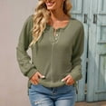 thumbnail image 2 of Ankola Womens Long Sleeve Waffle Knit Pullover Top Fall Button V Neck Blouses Shirts Loose Fit Sweater, 2 of 4