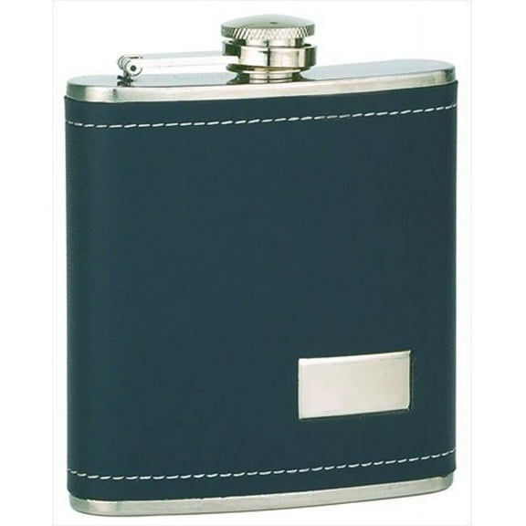 FJX Wholesale HFL-W101 Engraved Flask - 6 oz Black Leather Engrave