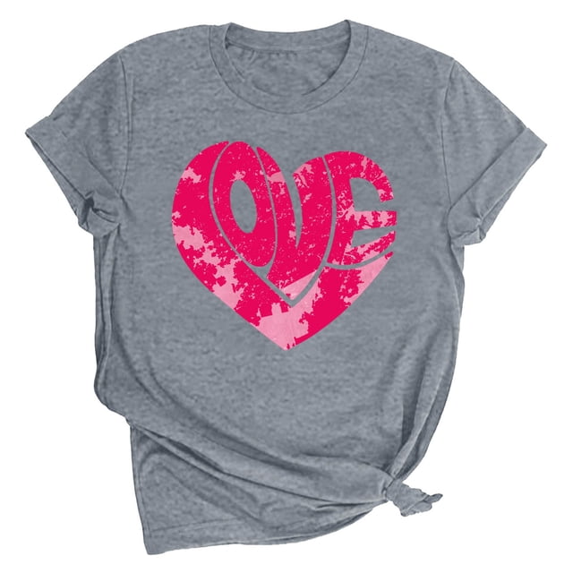 LSLJS T-shirt Imprimé Amoureux pour Femmes, Col Rond, Manches Courtes, Cadeaux pour Femmes