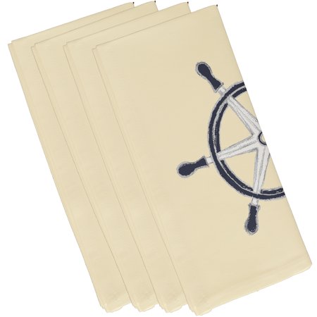 Simply Daisy  19 x 19 Inch  Ship Wheel  Geometric Print Napkin (Set of 4)  Yellow