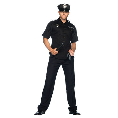 Leg Avenue Men's 4 Piece Policeman Costume, Black, X-Large
