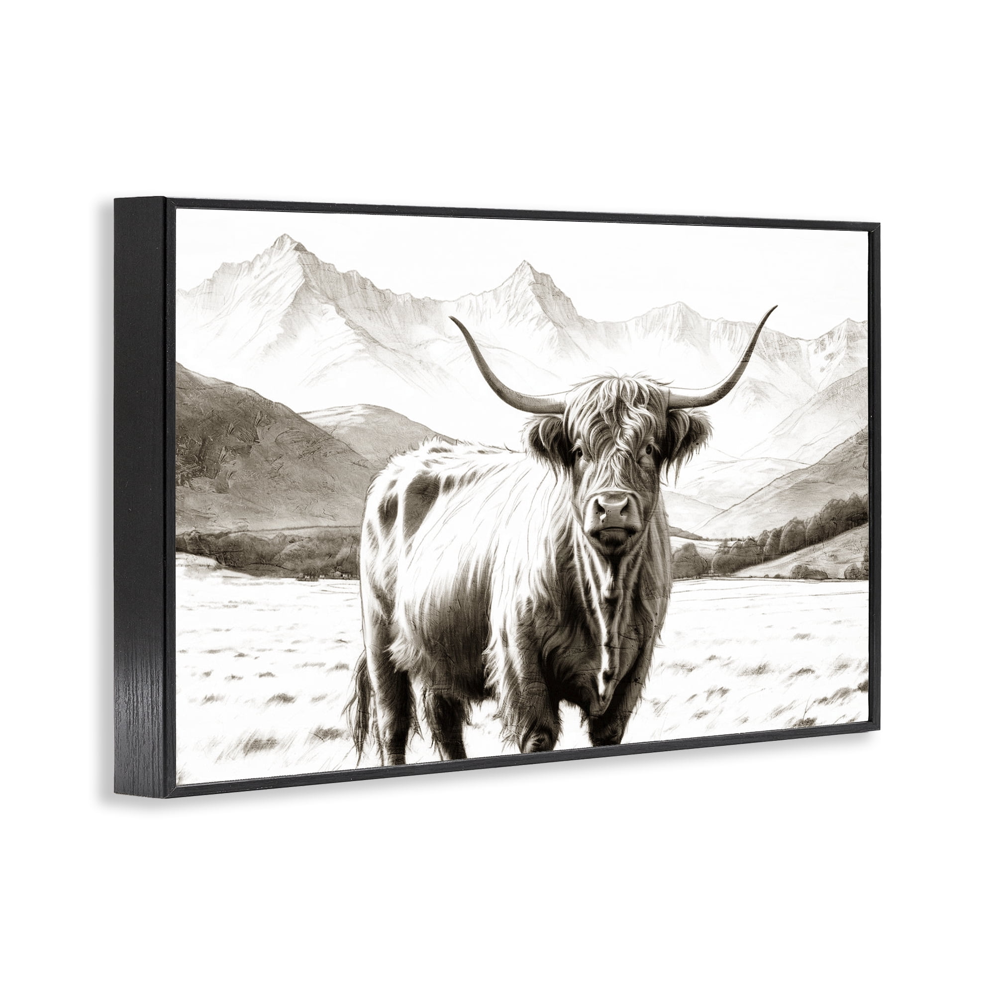 Stupell Industries Highland Sepia Sketch Black Framed Giclee Art, design by Kim Allen