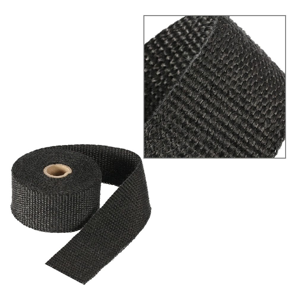 SWI Parts 2 x25ft Roll Black Racing Fiberglass Exhaust Header Pipe Wrap Tape W//6 Stainless Steel Zip Ties