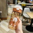 thumbnail image 4 of 1Pcs Portable Plastic 550/650ml Kawaii Children Drinkware Tumbler Cup Water Bottle with Lid Straw Sticker PINK-650ML, 4 of 8