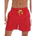 thumbnail image 1 of UKAP Mens Boardshorts Solid Color Swimsuit Drawstring Beach Pants Gym Casual Swim Shorts Red XXL, 1 of 4