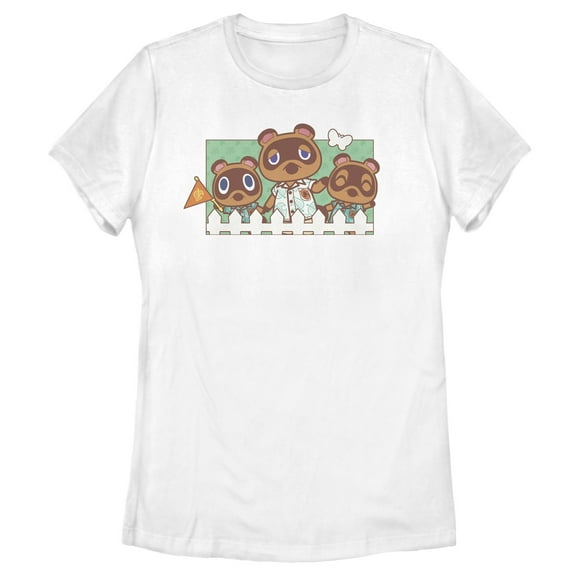 Women's Nintendo Animal Crossing Nook Family Portrait Graphic Tee White Large