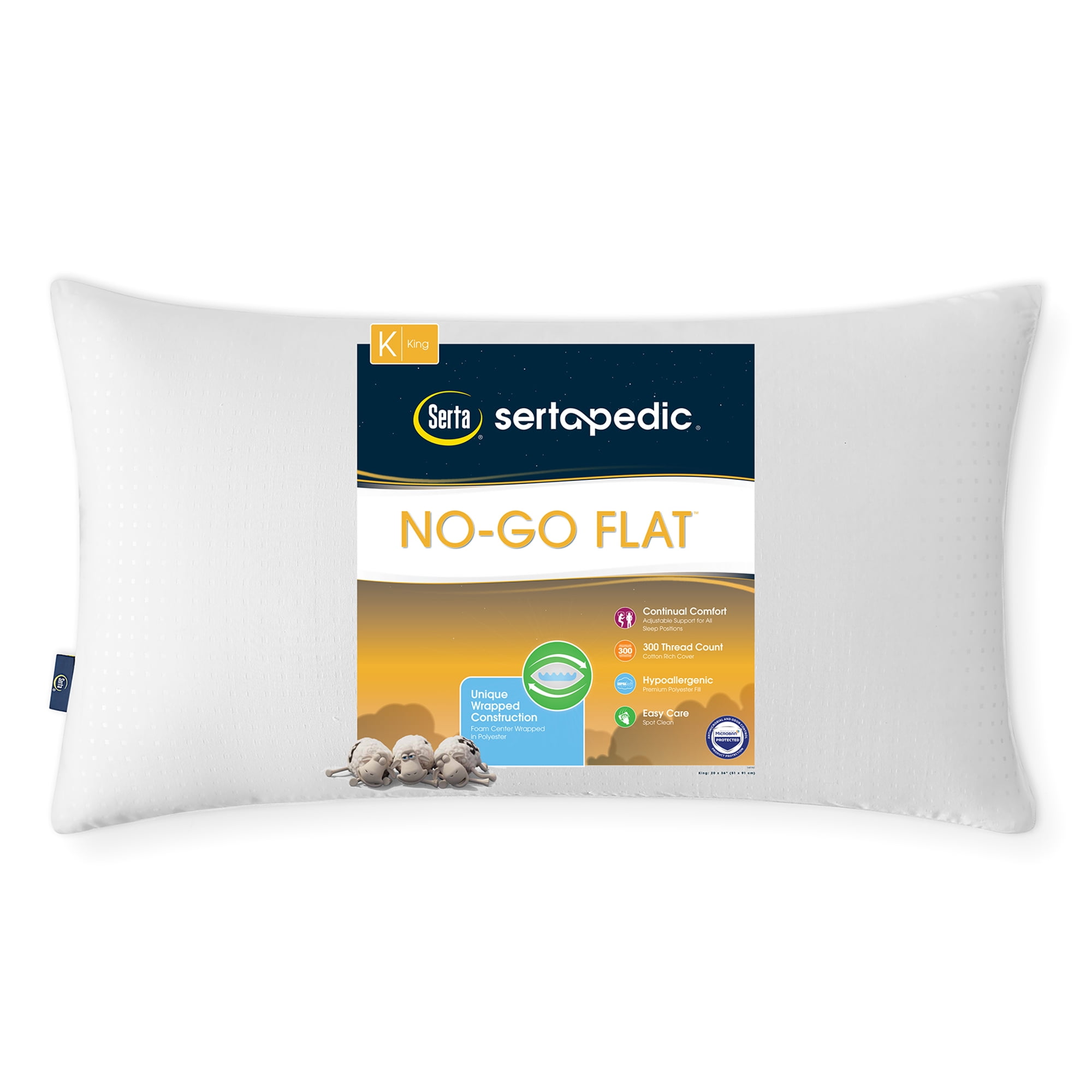 Sertapedic No-Go Flat Bed Pillow, King