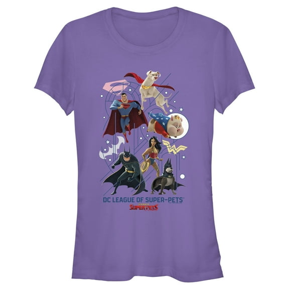 Junior's DC League of Super-Pets Super Squad Graphic Tee Purple X Large