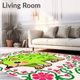 thumbnail image 2 of ODIKA 6'x9' Machine Washable Non-Slip Area Rug, Cheerful Hedgehog Crochet with Fun Nature High Traffic Rug with Pad, Green, 619609, 2 of 8