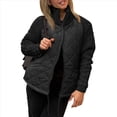 thumbnail image 2 of Chaqueta de Invierno para Mujer, Cálida, de Punto, con Retazos, Acolchada, Informal, de Cuello Alto, Larga y Cremallera Negro XL, 2 of 7