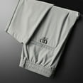 thumbnail image 6 of HEVIRGO Men Pants Solid Color Drawstring Summer Quick Dry Ice Silk Trousers Streetwear, 6 of 10