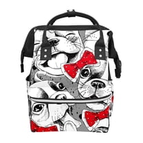 Women Backpack Diaper Bag Baby Nappy Bag, French Bulldog Bow Pattern mummy bag, Lightweight Maternity Large Capacity Stylish Outdoor Tote Bag for Men Women Mommy Dad Baby Boy Girl