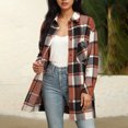 thumbnail image 4 of HongQid Womens Plaid Shacket Jacket Fall Spring Fashion Long Sleeve Button Up Flannel Shirt Clothing, 4 of 5