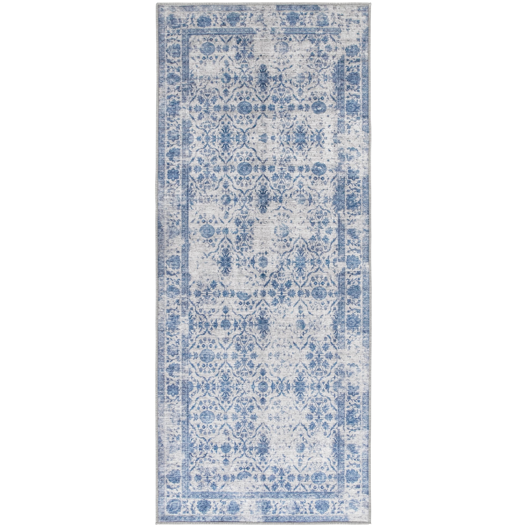 ReaLife Rugs Machine Washable Printed Vintage Distressed Trellis Gray