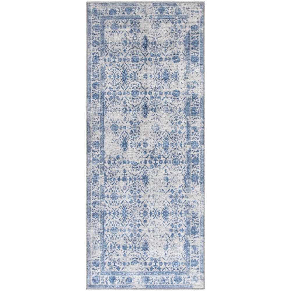 ReaLife Rugs Machine Washable Printed Vintage Distressed Trellis Gray