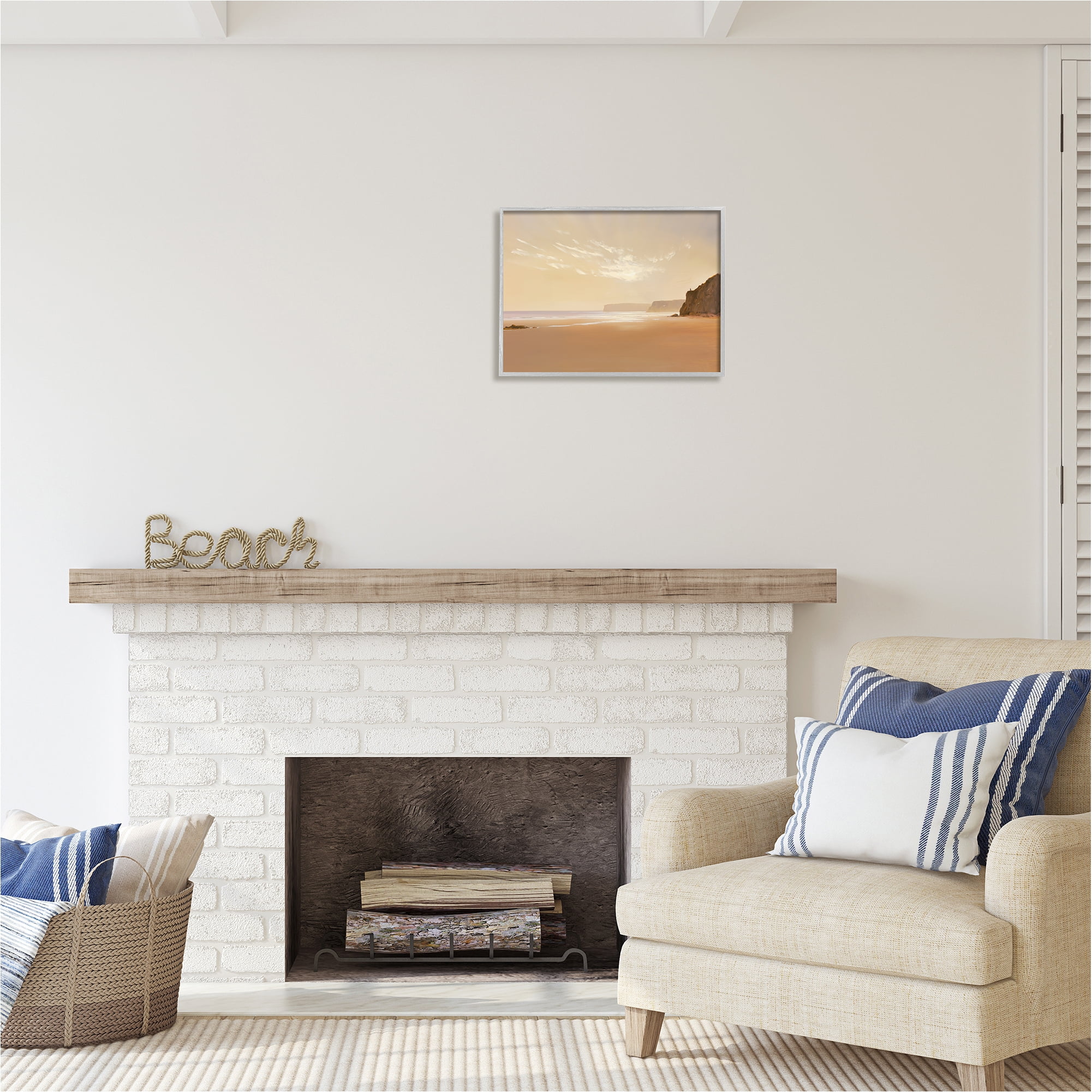 Stupell Industries Brown Beach Landscape Landscape Photography Gray Framed Art Print Wall Art, 20 x 16
