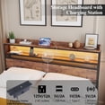 thumbnail image 4 of Gyfimoie Full Bed Frame with 4 Storage Drawers, LED Bed Frame with Wireless Charging & Outlets & USB & Type-C Port, Metal Platform Bed Frame with 2-Tier Storage Headboard, No Box Spring Needed(Full), 4 of 8