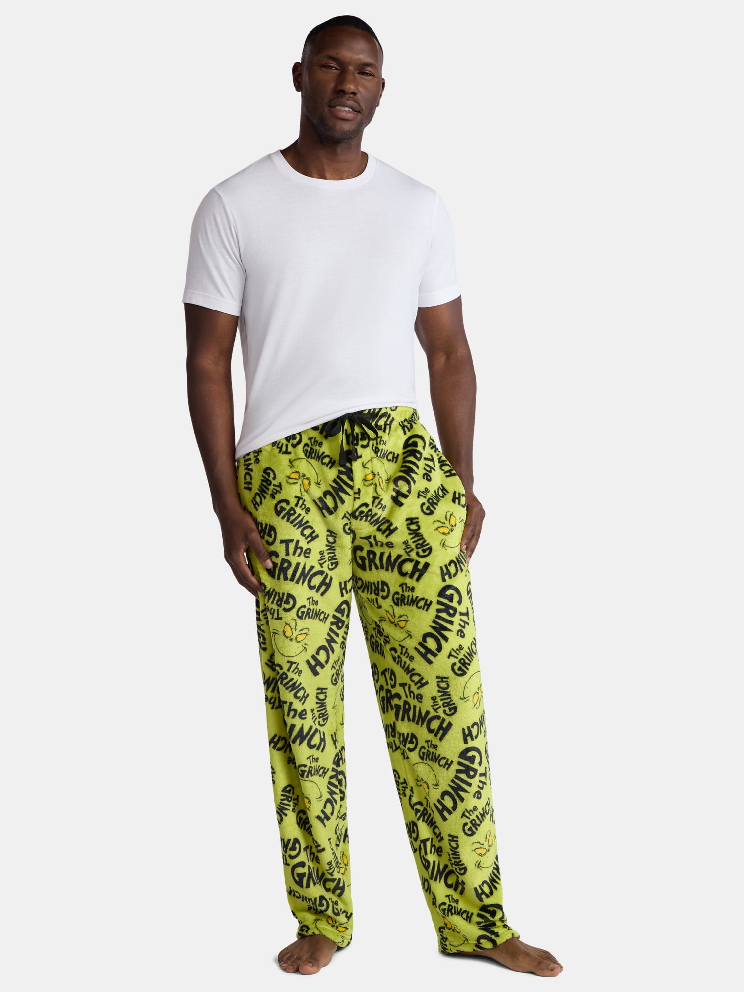 Dr. Seuss, Adult Men’s, The Grinch Graphic Superminky Pajama Fleece Sleep Pants, Size S-XL
