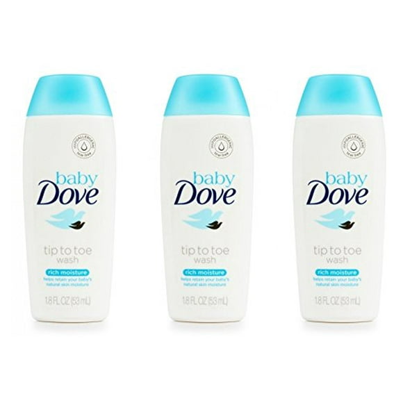 Baby Dove Body Wash Tip To Toe Sensitive Moisture 1.8 Oz Travel Size (Pack Of 3)