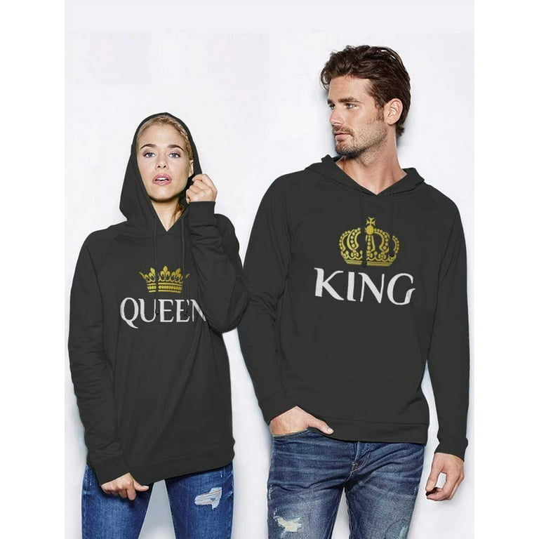 Tstars King & Queen Matching Couple Hoodie Set Valentine's Day Gift His & Hers Women Hoodie Women X-Large / Men Large, Adult Unisex, Size: Women XL /