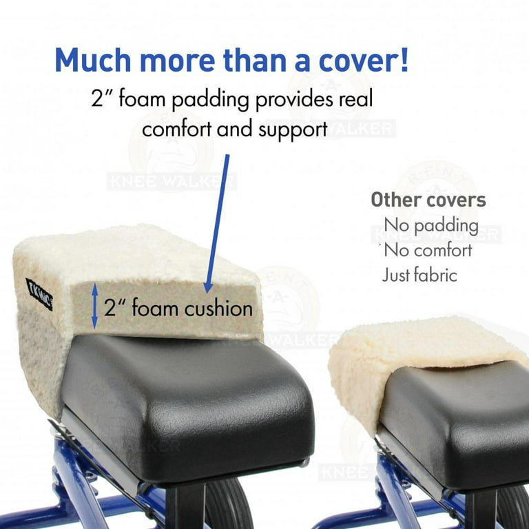 Knee Scooter Comfy Cushion by TKWC INC - Two Inch Thick Foam Knee Pad and  Cover - Fits Most Knee Walker Models 