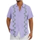 thumbnail image 2 of Blusa y camisa de manga corta con cuello vuelto Camisa casual para hombre Camisa de bolos vintage de manga corta Camisas de verano de playa cubana Camisa con botones Blusa para hombre Poliéster, 2 of 5