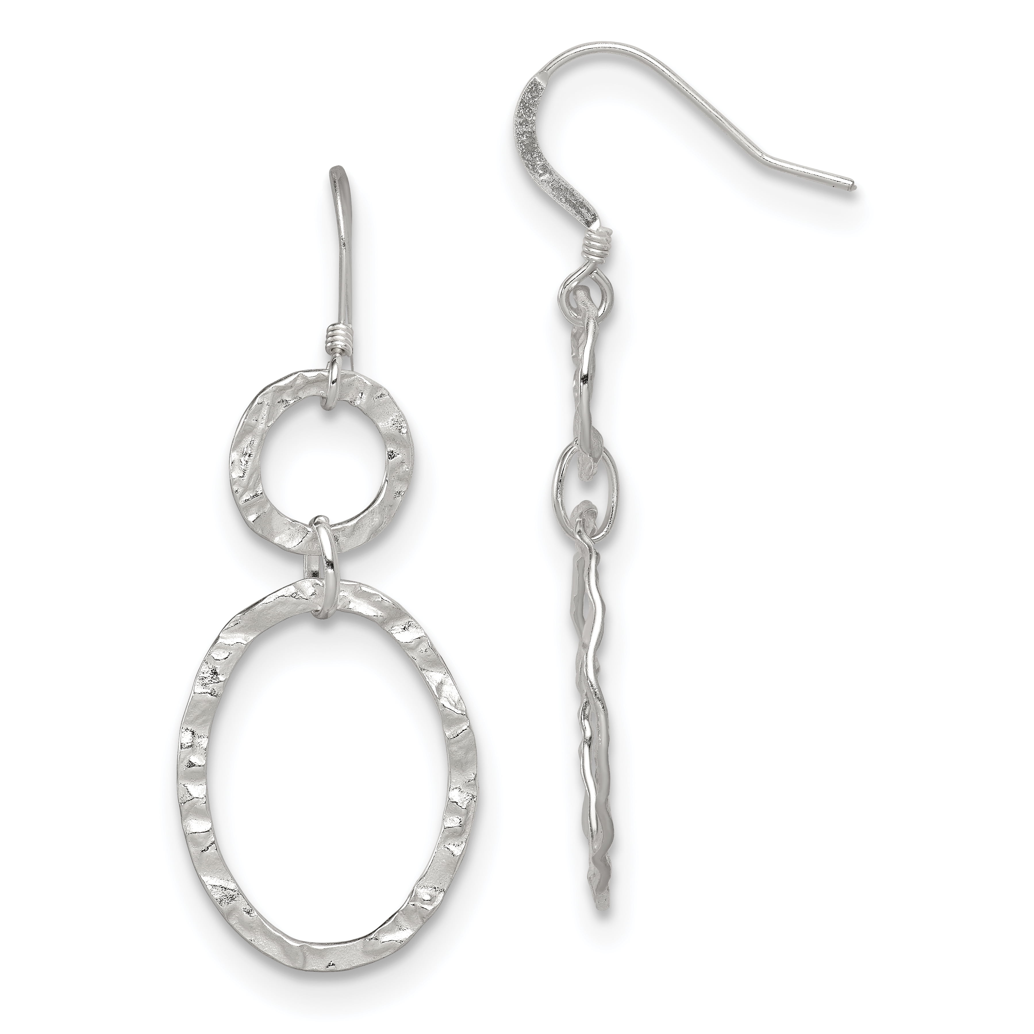 Saris and Things 925 Sterling Silver Hammered Dangle Earrings