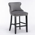 thumbnail image 3 of Contemporary Velvet Upholstered Wing-Back Barstools with Button Tufted Decoration and Wooden Legs,And Chrome Nailhead Trim,Leisure Style Bar Chairs,Bar Stools,Set Of 4 (Gray),Sw1824Gy X 2, 3 of 17