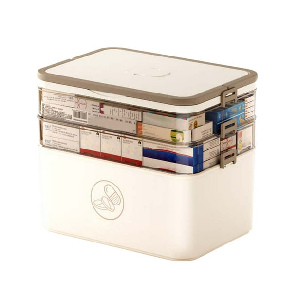 Kit de Primeros Auxilios Caja de Almacenamiento de Tres Capas, Kit de Primeros Auxilios de Emergencia en el Hogar Vacío, Caja de Almacenamiento de Plástico Portátil, Caja Multipropósito con Manija, Ad