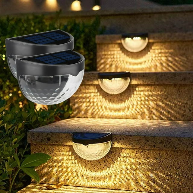 Clearance! JMYHOAM Solar Fence Lights, Solar Powered Outdoor Fence Lighting for Fence Step Stair Post Wall(BLACK Shell) Outdoor and Garden