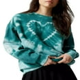 thumbnail image 1 of Chandail à Col Rond Imprimé Cœur Teinture sur Nœuds Manches Longues Printemps pour Femmes, 1 of 5