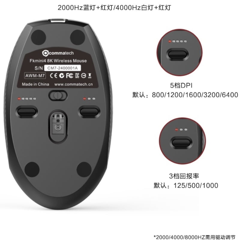 FKMINI4 Gaming Mouse Wireless, 3395 Sensor 8K/4K, Tri-Mode (2.4G/Bluetooth/Wired), for FPS/MOBA PC Gamer