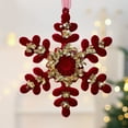 thumbnail image 5 of A Christmas Tree Decoration Pendants Wine Red Flocking Bow Elks Wreath Snowflakes 3D Butterflies 5 Petal Wreath Sun Wreath For Holiday Decor Plastic Snowflake Design, 5 of 7