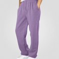 thumbnail image 3 of DJDLJWCJ Boys Fleece Lined Sweatpants Winter Warm Straight Leg Pants Elastic Waist Side Pocket Casual Pants Purple Size 8, 3 of 7